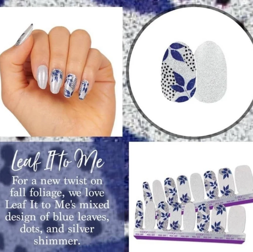 Color Street Teal and Silver Nail Strips-Retired Leaf It To Me - Picture 3 of 3